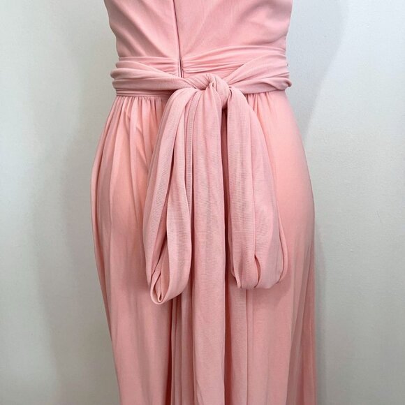 MAY QUEEN SOFT PINK CHIFFON MESH BRIDESMAID BAL GOWN DRESS - 4 - Picture 6 of 11
